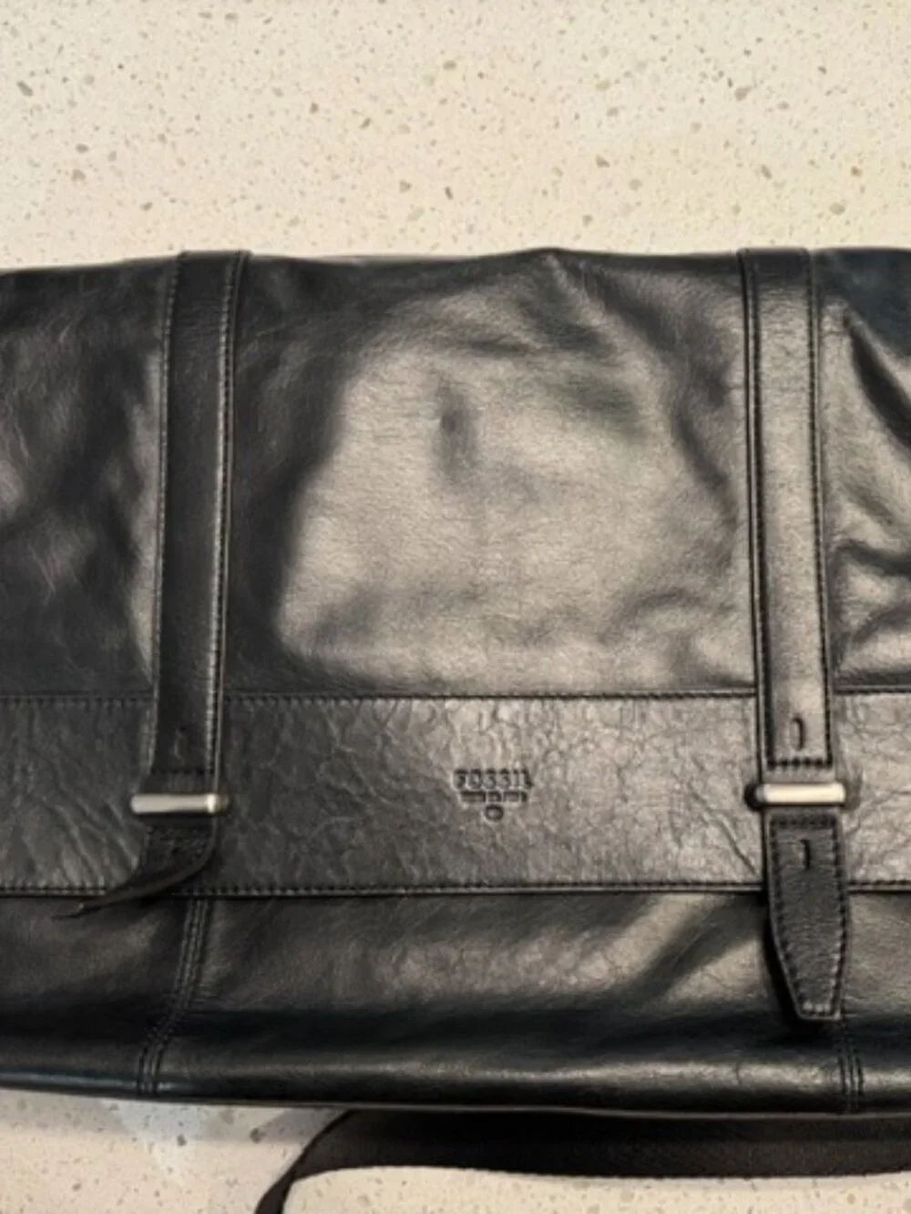 Fossil Black Leather Messenger Bag – Gently Used
